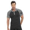 H HYFOL Polo Shirts for Men Contrast Color Short Sleeve Graphic Stretch American Patriotic Raglan Golf Polos for Men(Dark Grey,M) view 2