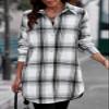 EVALESS Color Block Plaid Shacket Jacket Womens Fall Clothes Fashion 2025 Casual V Neck Outfits Long Sleeve Jackets for Women Button Down Flannel Shirts Loose Cardigans Coats With Pockets Black Small view 3
