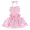 Baby Girls 1st Birthday Outfit Heart Lace Romper Flower Tutu Princess Dress with Tulle Skirt Sleeveless Backless Jumpsuit Sunsuit Playwear Dress Cake Smash Photo Shoot Clothes Pink Flower 6-12 Months view 3