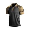 H HYFOL Polo Shirts for Men Contrast Color Short Sleeve Graphic Stretch American Patriotic Raglan Golf Polos for Men(Black Copper,XXL) view 1