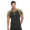 H HYFOL Polo Shirts for Men Contrast Color Short Sleeve Graphic Stretch American Patriotic Raglan Golf Polos for Men(Black Copper,XXL) view 2