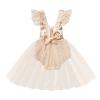 Baby Girls 1/2 1st Birthday Outfit Rainbow Lace Romper Tutu Princess Dress with Tulle Skirt Sleeveless Jumpsuit Sunsuit Playwear Dress Cake Smash Photo Shoot Clothes Rainbow Apricot 6-12 Months view 2