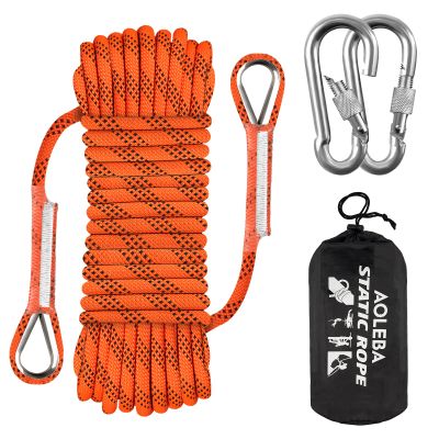 AOLEBA 10.5 mm Static Climbing Rope 10M(32ft) 20M(64ft) 30M(96ft) 50M(160ft) 70M(230ft) Outdoor Rock Climbing Ropes, Escape Rope Ice Climbing Equipment Fire Rescue Parachute Rope