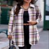 EVALESS Color Block Plaid Shacket Jacket Womens Fall Clothes Fashion 2025 Outfits Long Sleeve Jackets for Women Button Down Flannel Shirts Cardigans Coats With Pockets Pink X-Large view 3