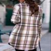 EVALESS Color Block Plaid Shacket Jacket Womens Fall Clothes Fashion 2025 Outfits Long Sleeve Jackets for Women Button Down Flannel Shirts Cardigans Coats With Pockets Pink X-Large view 4