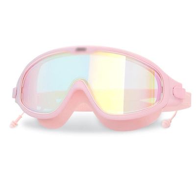 Feiyx Swim Goggles,Wide Goggles No Leaking Anti Fog Glasses with Ear Plugs for Men Women Teen (Color : Pink)