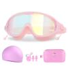 Feiyx Swim Goggles,Wide Goggles No Leaking Anti Fog Glasses with Ear Plugs for Men Women Teen (Color : Pink) view 2