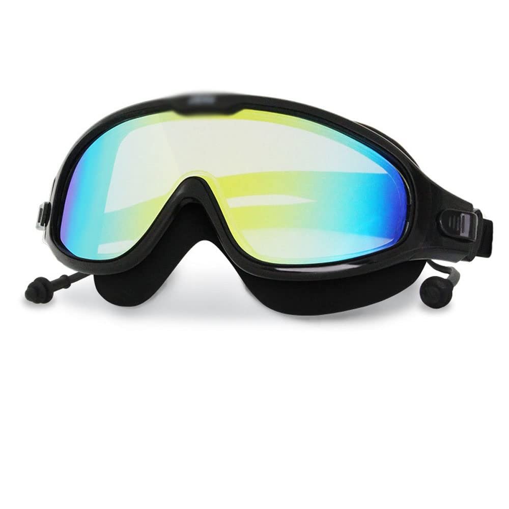 Feiyx Swim Goggles,Wide Goggles No Leaking Anti Fog Glasses with Ear Plugs for Men Women Teen (Color : Black)
