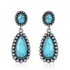 Bohemia Western Turquoise Geometric Drop Dangle Earrings Large Hoop Round Oval Teardrop Natural Stone for Women Ethnic Cowgirl Vacation Statement Boho Jewelry-C view 1