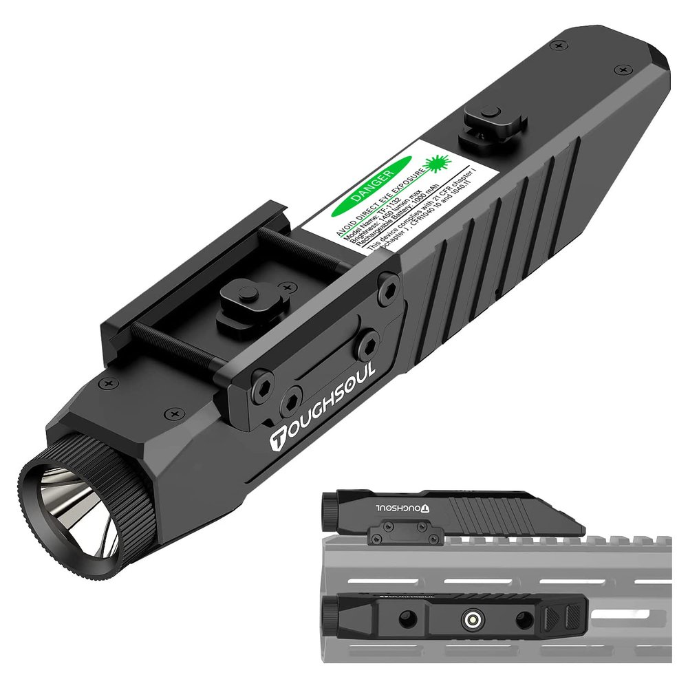 TOUGHSOUL Tactical Flashlight 1750 Lumen Picatinny Rail MLOK Mounted