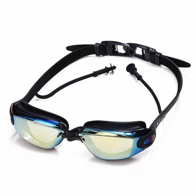 Feiyx Swim Goggles, No Leaking Anti Fog with Ear Plugs,Swim Goggles for Women Men Adult Youth (Color : Black)