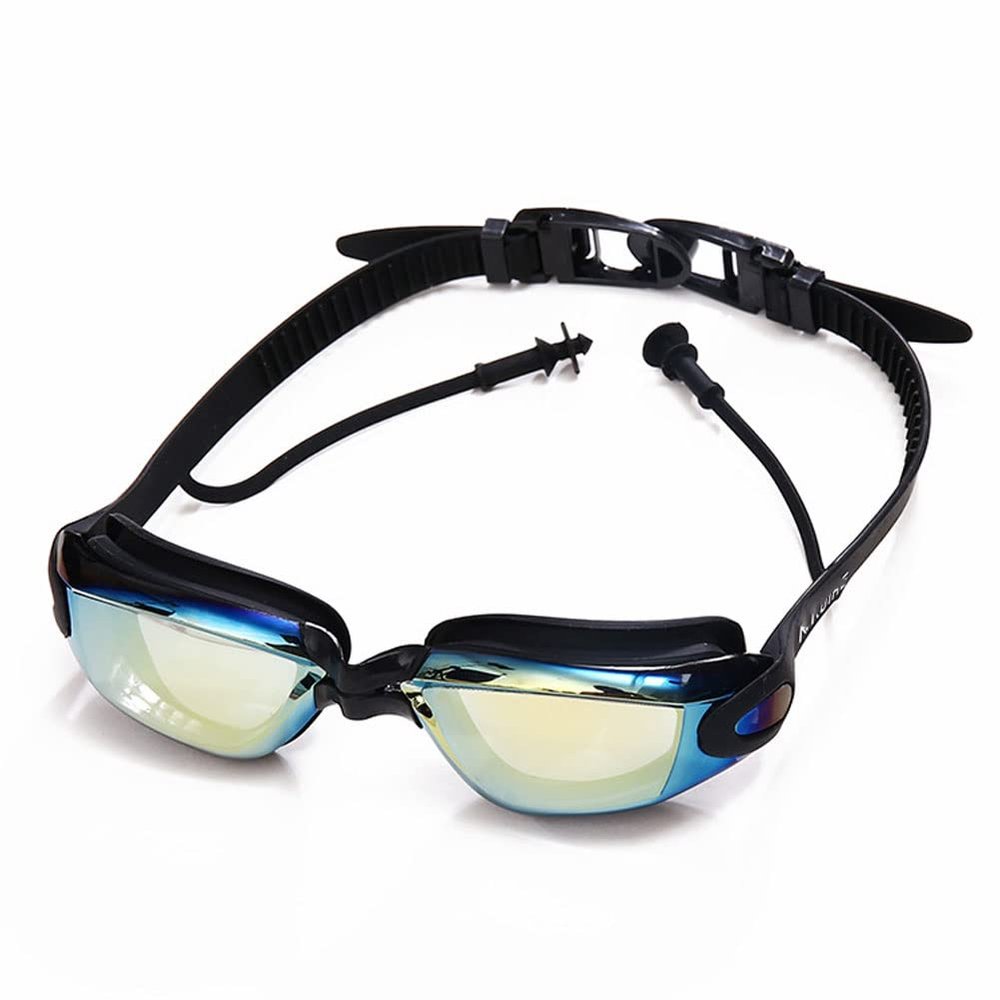 Feiyx Swim Goggles, No Leaking Anti Fog with Ear Plugs,Swim Goggles for Women Men Adult Youth (Color : Black)