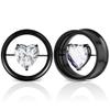 COOEAR 1 Pair Stainless Steel Tunnels Gem Ear Plugs Eyelet Gauges for Ears Screw Back Double Flared Stretchers Expander. view 1