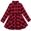 AGQT Child Girls Christmas Plaid Dress Buffalo Check Shirt Red Black Casual Square Chequered Long Sleeve A-Line Dresses with Belt Holiday Flannel Outfit Size 5-6 Years view 4