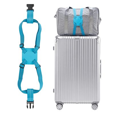 Travelkin Luggage Bungee Strap for Suitcases TSA Approved, Travel Bag Bungee Belt for Suitcases Add a Bag (Blue)
