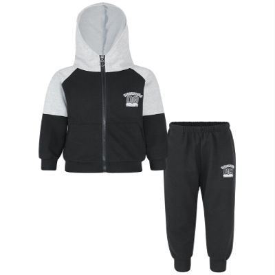 Loodgao Kids Boys Tracksuit Zip Up Hoodie Sweatshirt Jacket Long Sleeve Tops with Jogger Sweatpants Fall Winter Outfits Black 5-6