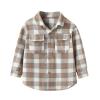 Kids Toddler Flannel Fleece Shirt Jacket Plaid Long Sleeve Lapel Button Down Baby Boys Girls Fall (Beige, 3-4 Years) view 1
