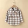Kids Toddler Flannel Fleece Shirt Jacket Plaid Long Sleeve Lapel Button Down Baby Boys Girls Fall (Beige, 3-4 Years) view 2