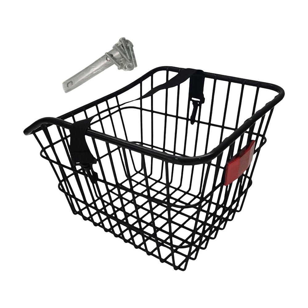 AMLESO Bike Rear Basket with Bike Reflector Riding Storage Gadget Sundries Organizer Container Hanging Cycling Baskets for Durable with Mesh Bottom