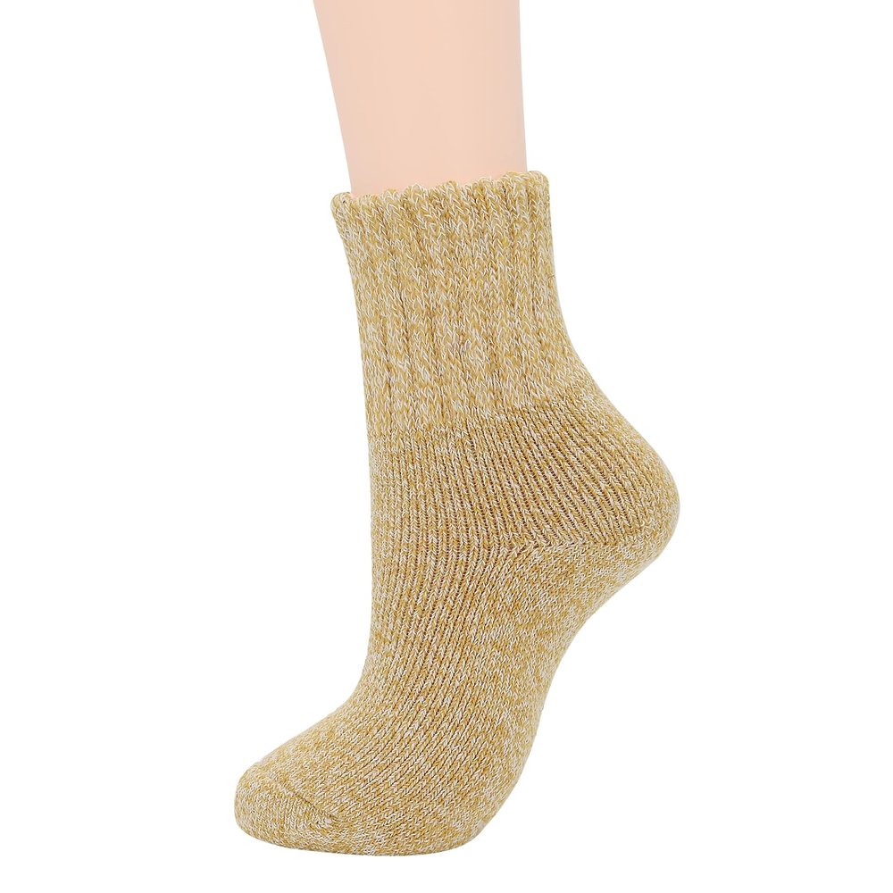 Zando Womens Wool Socks for Women Warm Cozy Thick Socks Knit Pattern Cute Sock Merino Crew Sock for Women Athletic Long Hiking Winter Sock Yellow