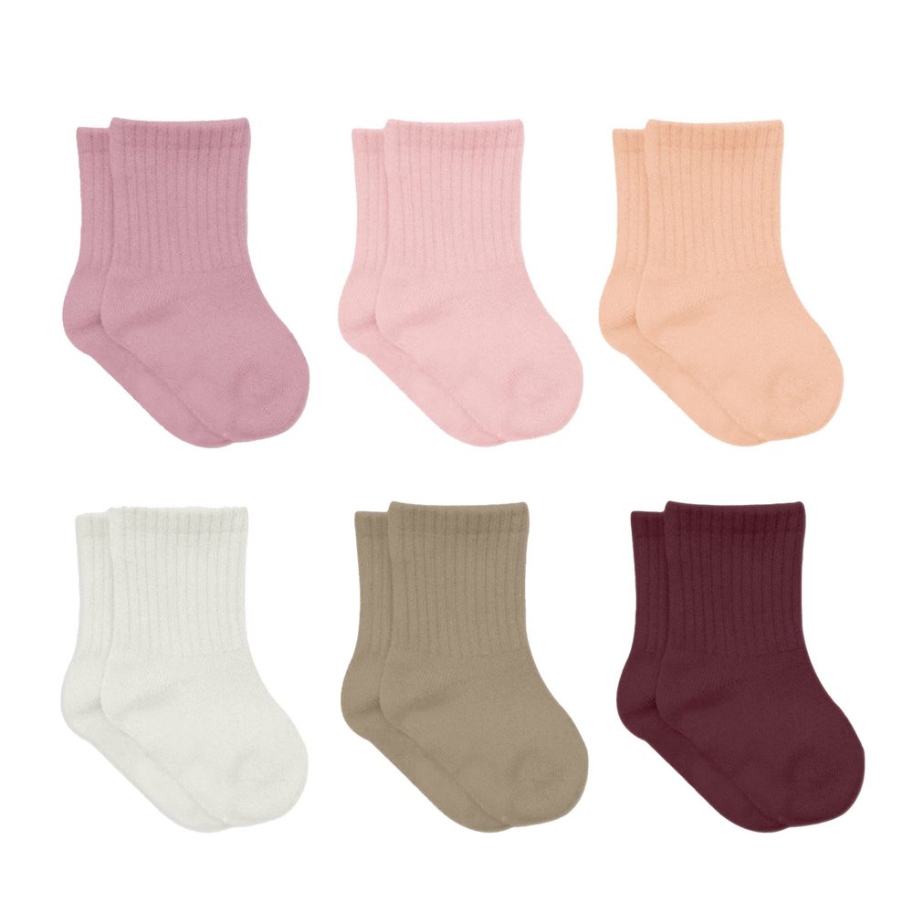 Baby Grip Ankle Socks 6 Pairs | Newborn Infant Toddlers Socks Organic Cotton | Kids Boys Girls Ankle