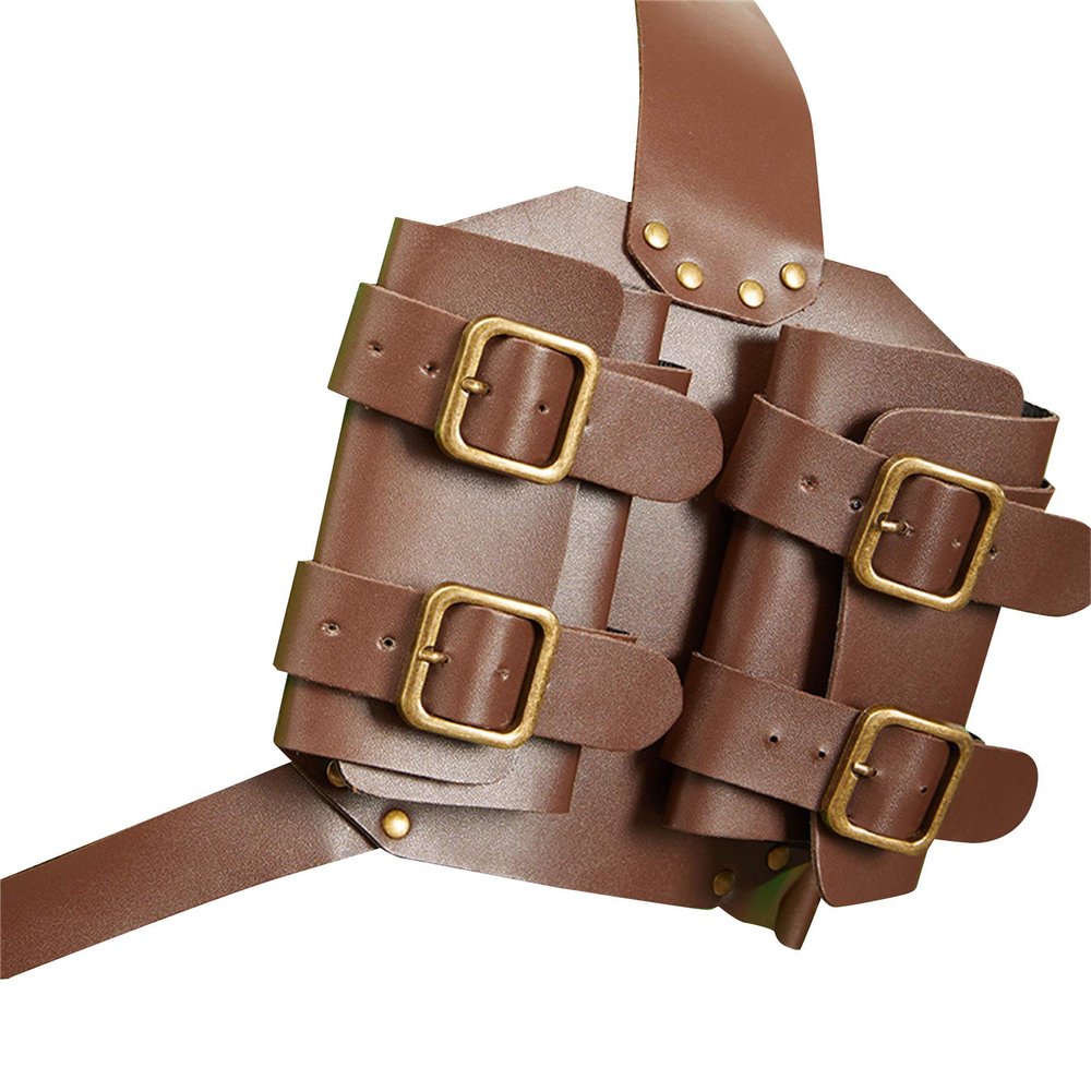ARSBORUI Medieval Retro Sword Shoulder Back Sheath Holder Adjustable Holster PU Leather Sword Belt Frog Holder Cover Renaissance Costume Cosplay Prop For Kids and Adult (Brown)