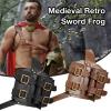 ARSBORUI Medieval Retro Sword Shoulder Back Sheath Holder Adjustable Holster PU Leather Sword Belt Frog Holder Cover Renaissance Costume Cosplay Prop For Kids and Adult (Brown) view 2