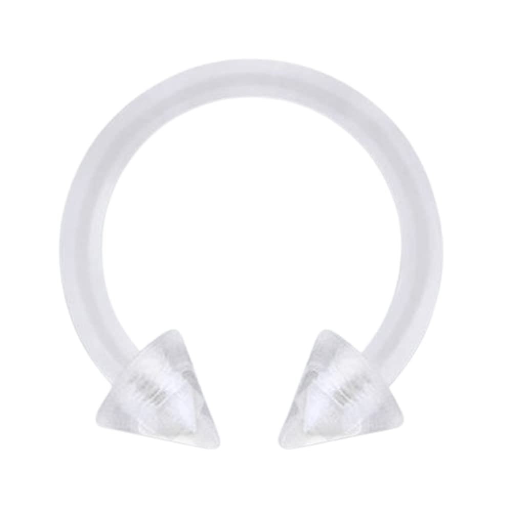 Pierced Owl 16GA Bioflex 3mm Spike Ends Circular Barbell (Diameter: 8mm (5/16"), Clear)