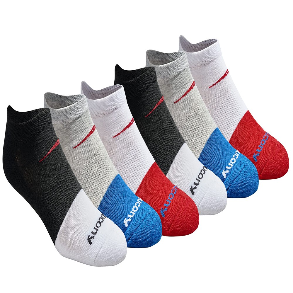 Saucony Men's RunDry Mesh Ventilating Comfort Fit Performance 6, 12, 18 Pairs No-Show Socks, M-XXL, Basic Fashion Assorted (6 Pairs), X-Large