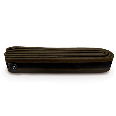 Martial Arts Polyester Belt; Choose Color (Black Stripe), 1.5 in. Width, 8 Rows of Stitching for Karate, Taekwondo, Judo, MMA (Brown, Single Wrap 3 - 64 in.)