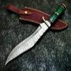 CUSTOM HAND MADE DAMASCUS BOWIE HUNTING KNIFE view 2