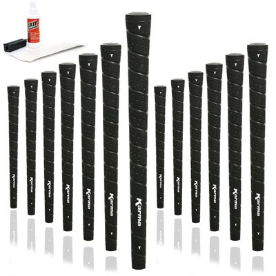 Karma Wrap Golf Grip Kit with Tape Strips, Grip Solvent, Rubber Vise Clamp, 13 Black Standard Size Golf Club Grips