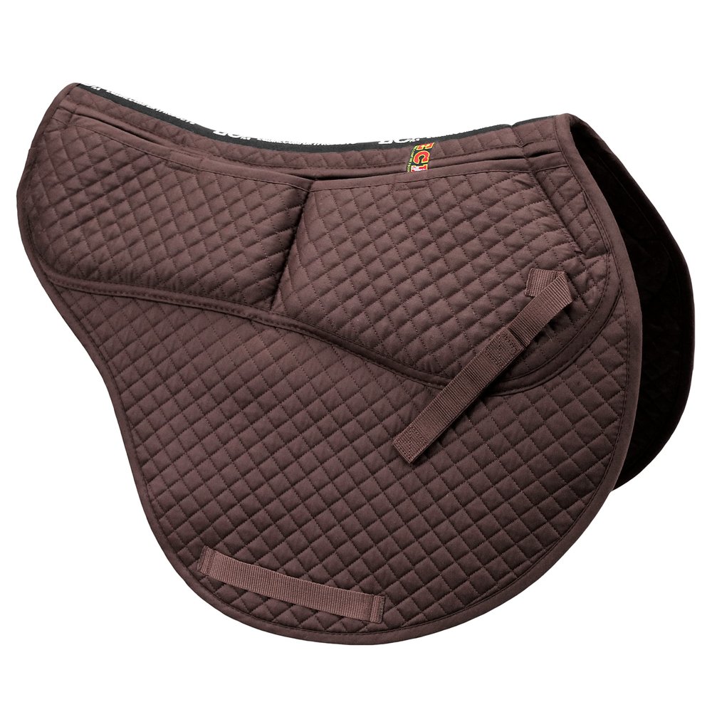 ECP Equine Comfort Products All-Purpose Contoured Correction Saddle Pad with Adjustable Memory Foam Inserts for Custom Support, Non-Slip, Shock Absorbing, 22 Spine, 19.5 Drop, Brown