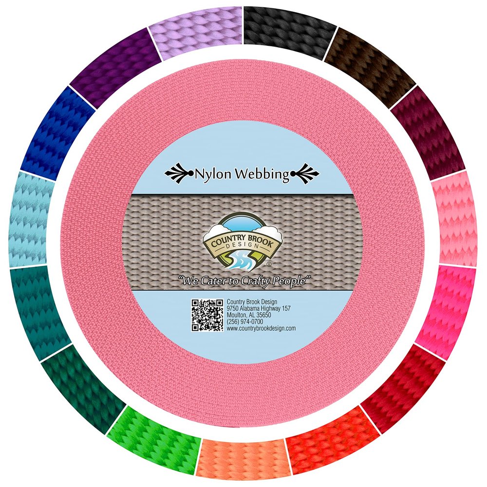 Country Brook Design - 1 Inch Pink Super Heavy Nylon Webbing, 10 Yards