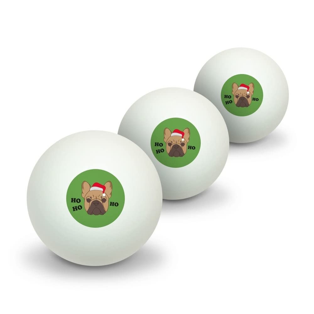 GRAPHICS & MORE Frenchie Ho Ho Ho Novelty Table Tennis Ping Pong Ball 3 Pack