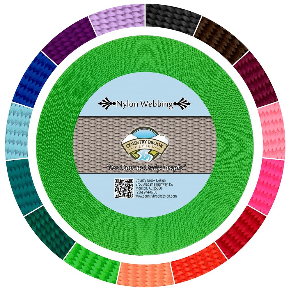 Country Brook Design - 1 Inch Hot Green Super Heavy Nylon Webbing, 50 Yards