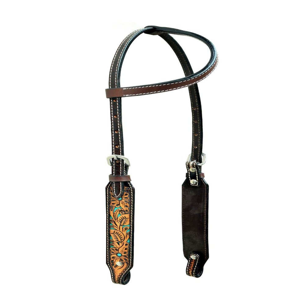 CHALLENGER Horse Horse Western Tack Floral Tooled Leather One Ear Headstall Show Bridle 78AD19HA
