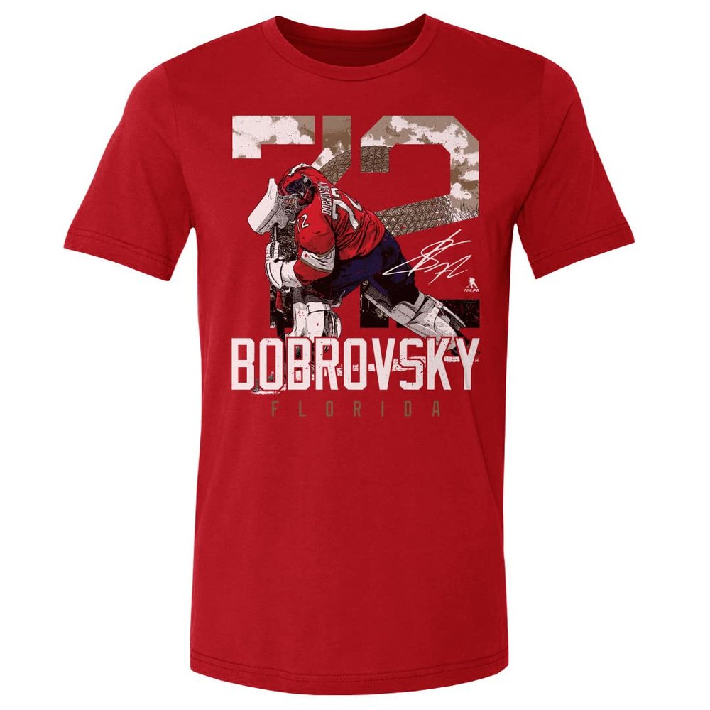 500 LEVEL Sergei Bobrovsky Shirt (Cotton, XX-Large, Red) - Sergei Bobrovsky Florida Landmark WHT