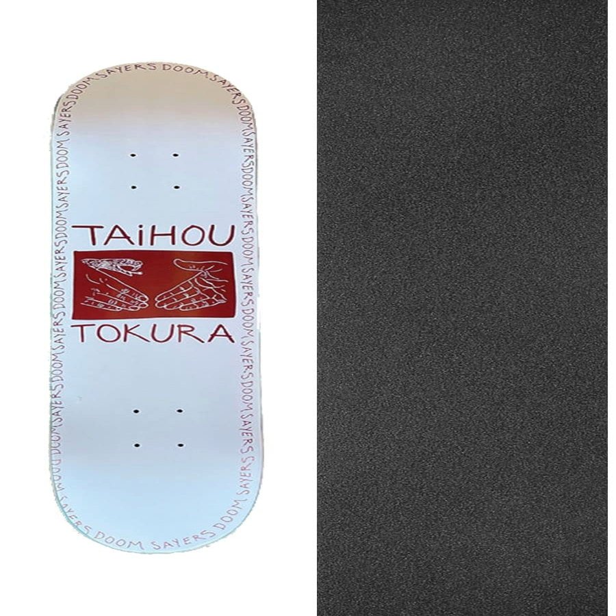 Doomsayers Club Taihou Tokura Snake Shake White Skateboard Deck - 8.75" x 32.25" with Black Magic Skateboard Griptape Black - Bundle of 2 Items