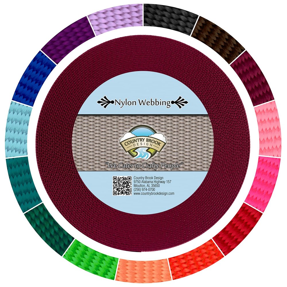 Country Brook Design - Burgundy Super Heavy Nylon Webbing (1 Inch, 20 Yards)