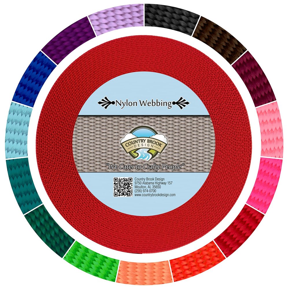 Country Brook Design - 1 Inch Red Super Heavy Nylon Webbing, 50 Yards