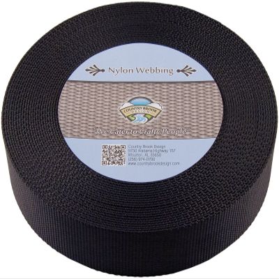 Country Brook Design - Durable 2 Inch Heavy Duty Nylon Webbing - 3 Vibrant Colors (Black, 50 Yards)