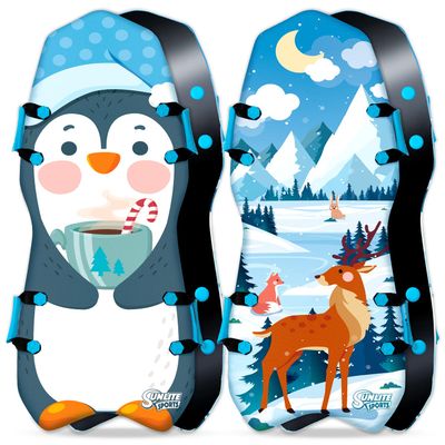 Sunlite Sports 45" Winter Adventure Foam Snow Sled (Pack of 2), Ultra Portable, Strong and Durable, Sturdy Foam, Handles with Steering, Kid's Winter Fun