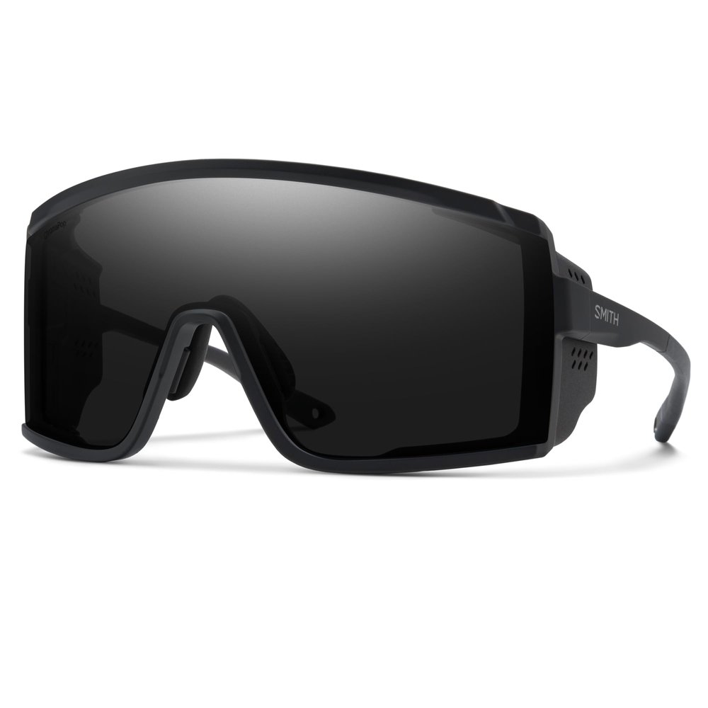 SMITH Pursuit Sunglasses  Shield Performance Sports Sunglasses with Removable Side Shields for Skiing & More  For Men & Women  Matte Black + Black ChromaPop Lens