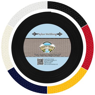 Country Brook Design - 1 Inch Black Lite Weight Nylon Webbing, 10 Yards - 6 Vibrant Colors