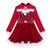 iiniim Girls Kids Faux Fur Figure Ice Skating Dress Christmas Competition Dance Wear Costume Red A 16 Years view 3