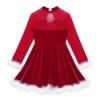 iiniim Girls Kids Faux Fur Figure Ice Skating Dress Christmas Competition Dance Wear Costume Red A 16 Years view 4