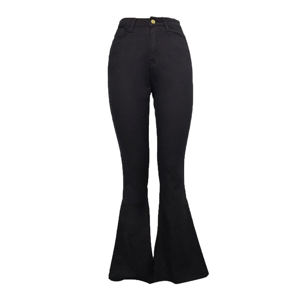 Flare Bell Bottom Jeans for Women High Waisted Stretch Wide Leg Denim Pants Classic Slimming Retro Comfy Jean (Black,XX-Large)