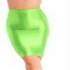 LiiYii Women's Shiny Oily Opaque Skirt Club Wear Sheer High Waisted Skirts Hip Skirt Shape Tight Fluorescent Green X-Large view 2