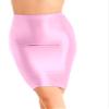 Hularka Women's Oily Opaque High Waisted Solid Tight Club Skirt Bodycon Package Hip Short Skirts Pink Medium view 2